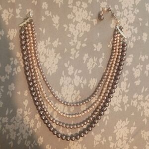 Multi-Strand Pearl Necklace in Champagne and Taupe